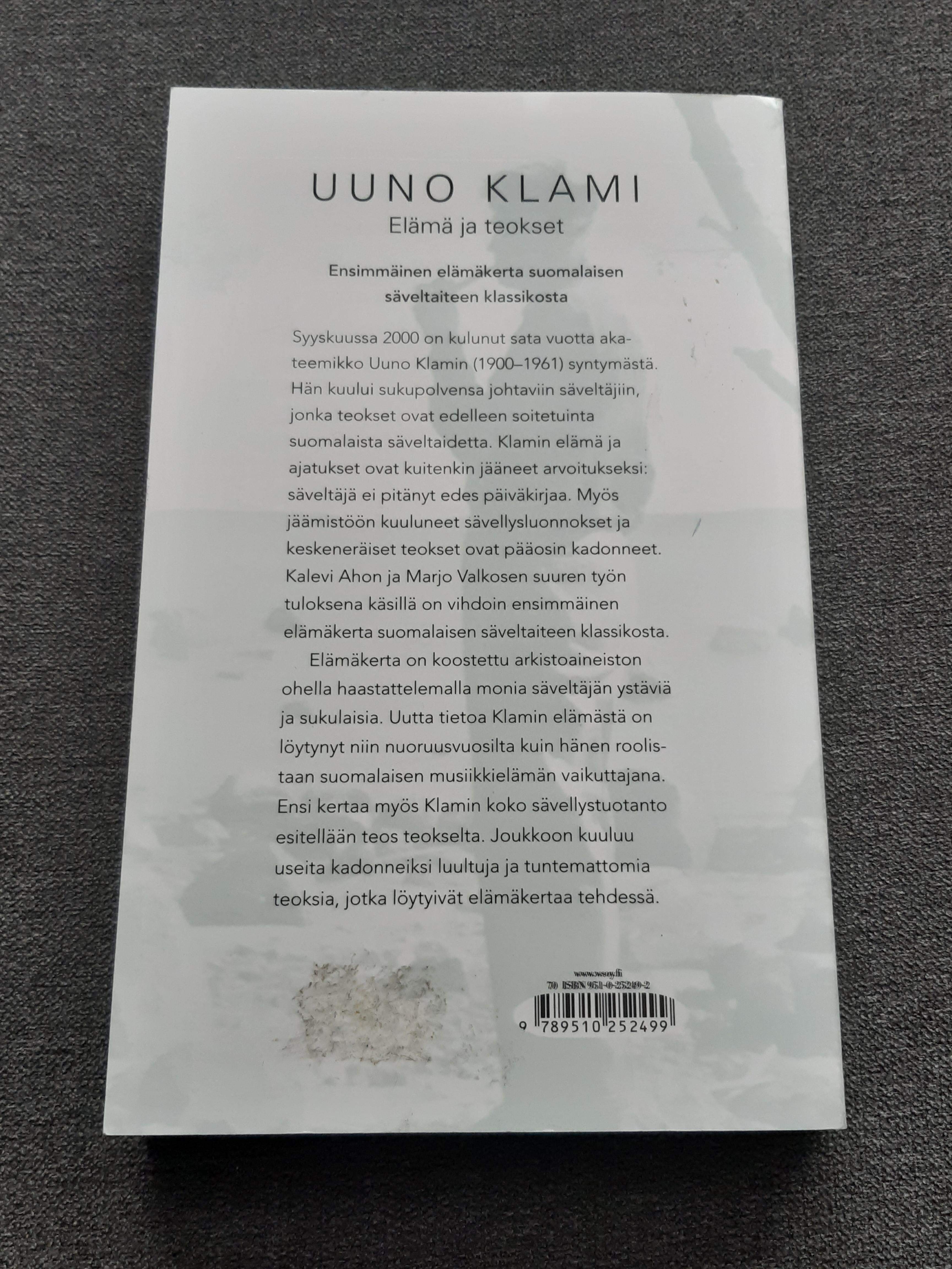 Uuno Klami, Elämä ja teokset - Kalevi Aho, Marjo Valkonen - Kirja (käytetty)