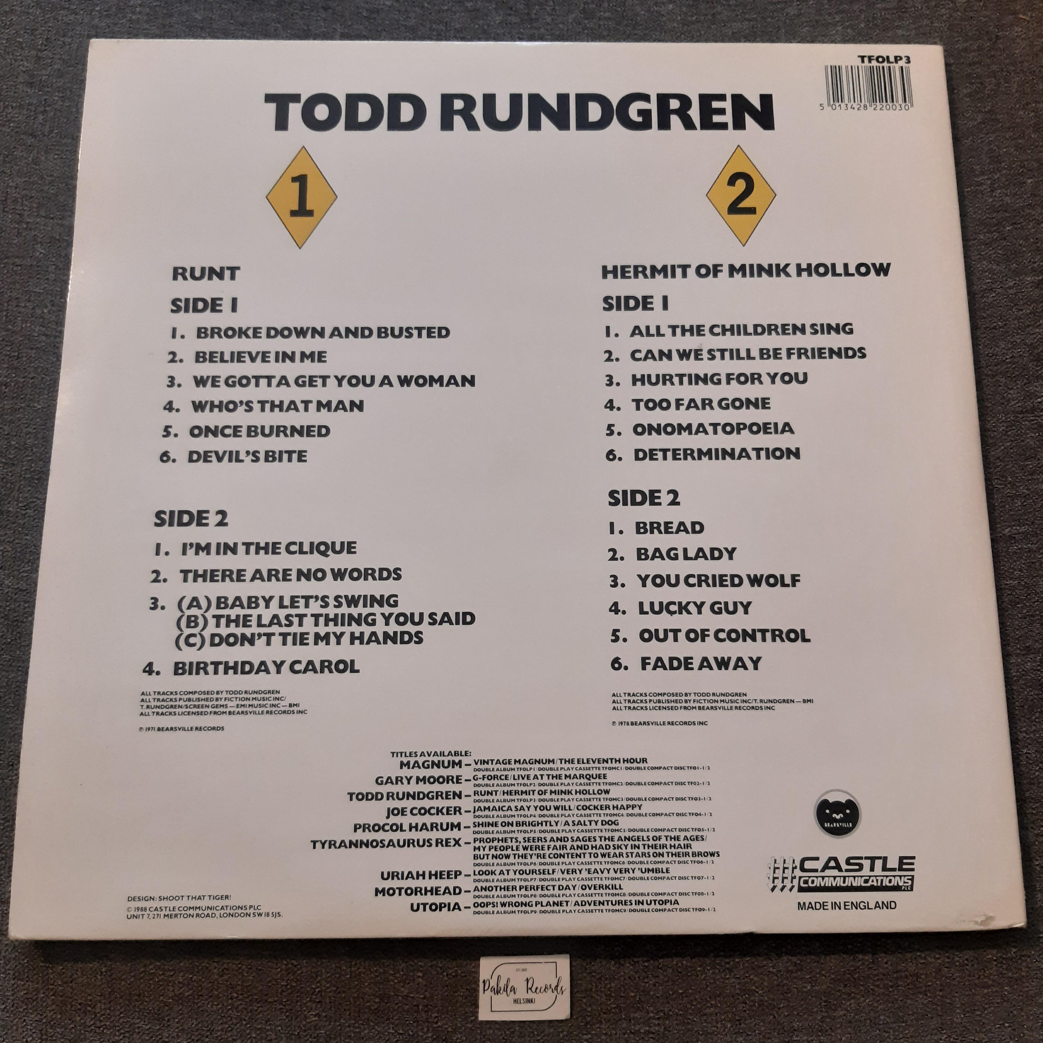 Todd Rundgren - Runt / Hermit Of Mink Hollow - 2 LP (käytetty)