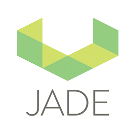 Jaden logo, jossa kahta erisävyistä vihreää ja teksti JADE