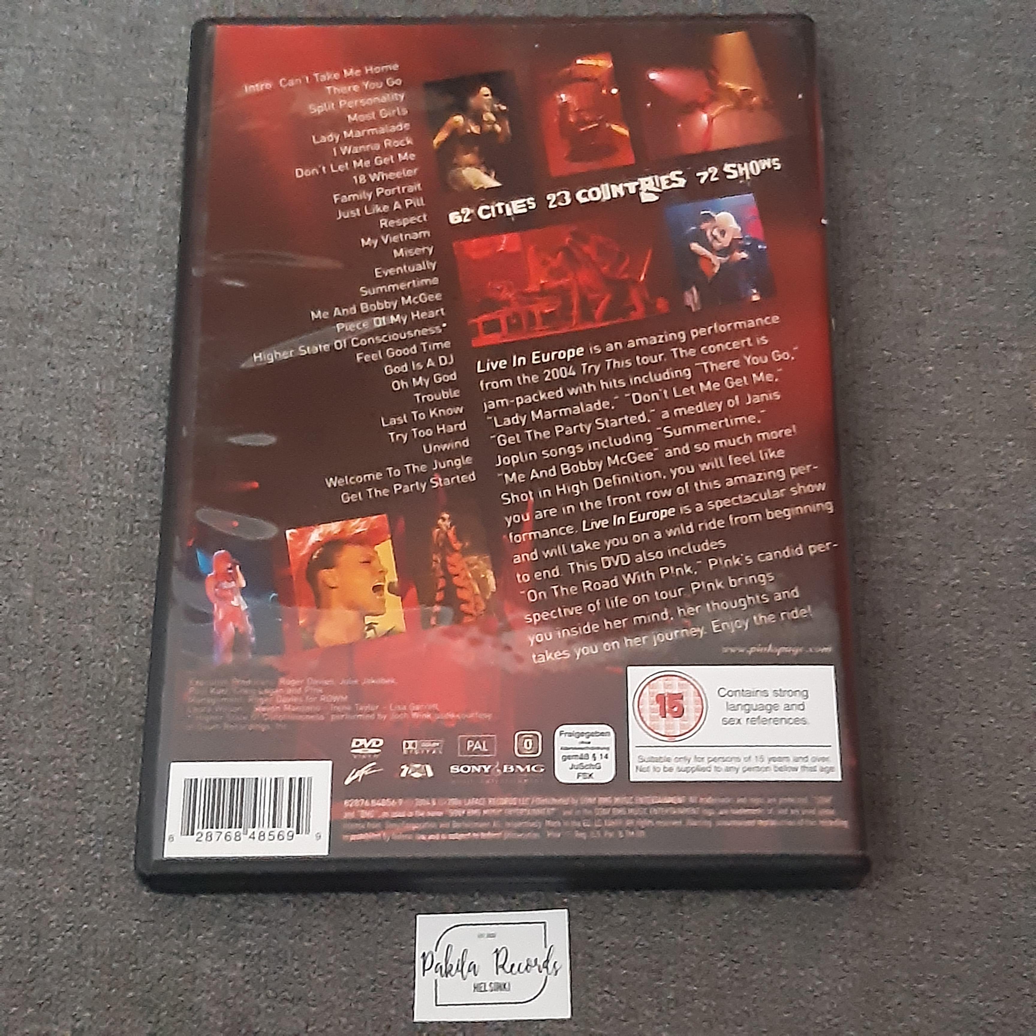 Pink - Live In Europe - DVD (käytetty)