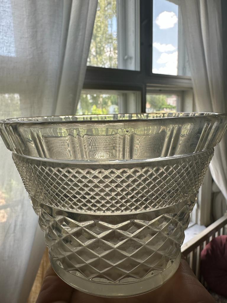 Riihimäen lasi, kukkaruukun suojamaljakko/lasikulho