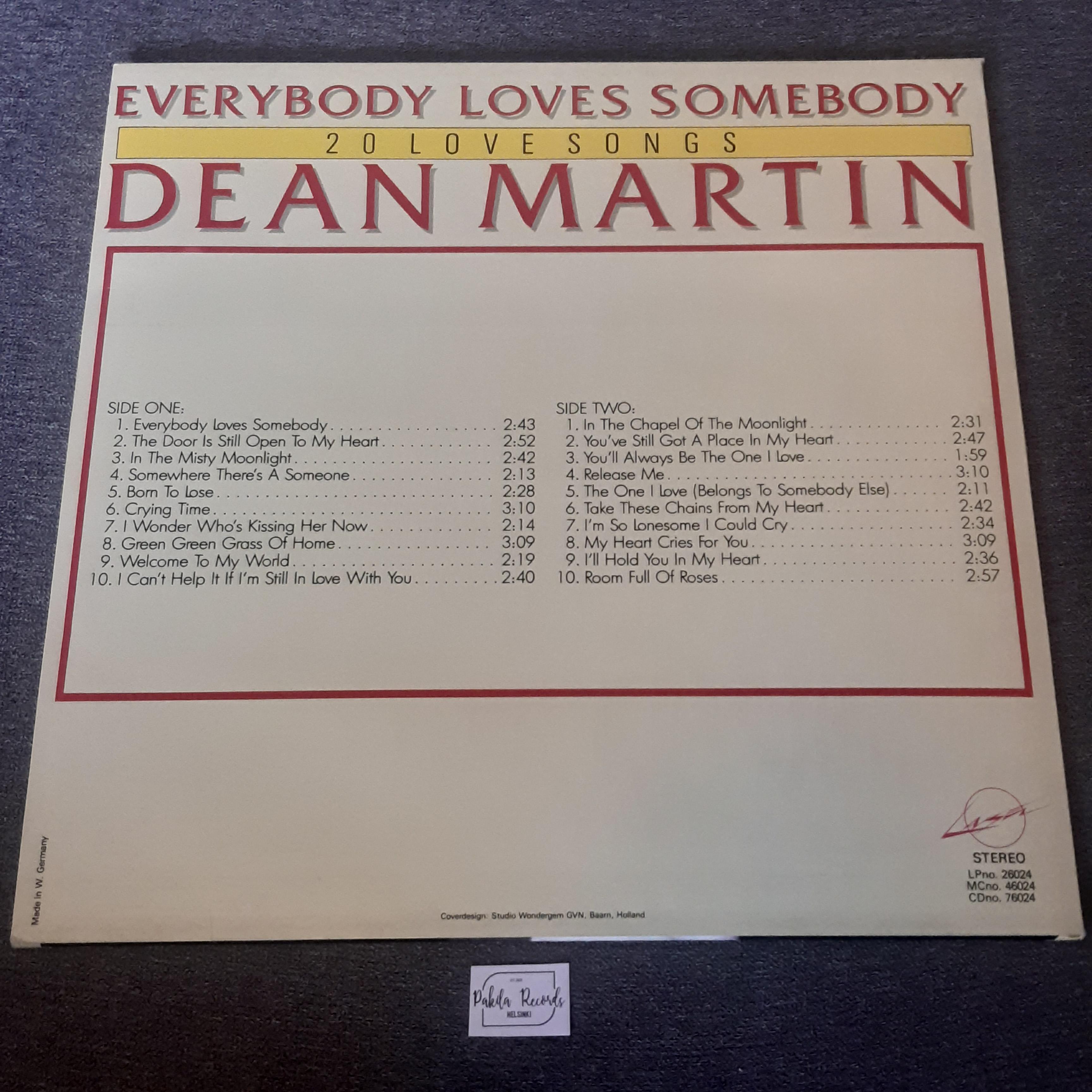 Dean Martin - Everybody Loves Somebody, 20 Love Songs - LP (käytetty)