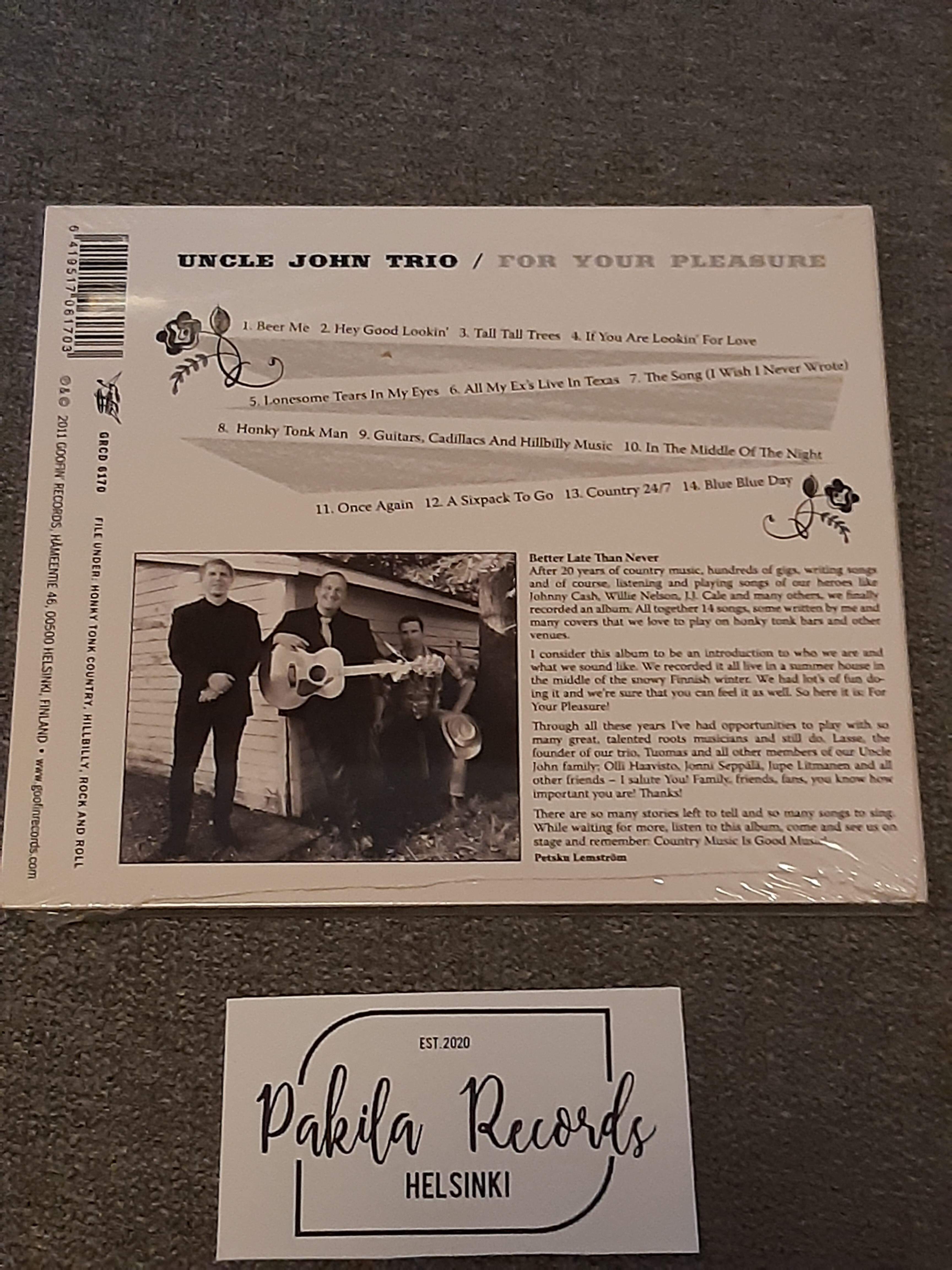 Uncle John Trio - For Your Pleasure - CD (uusi)