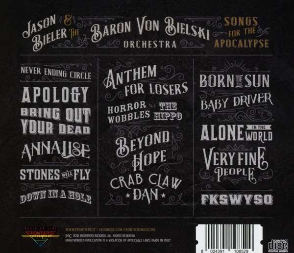 Jason Bieler And The Baron Von Bielski Orchestra - Songs For The Apocalypse - CD (uusi)